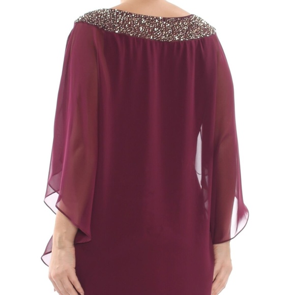 Xscape Chiffon Beaded Women's Plus Shift Dress Pur - Picture 2 of 4